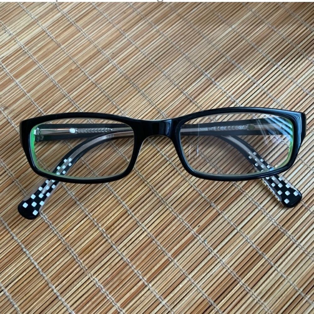 Nike 5515 002 Black Green & White Rectangular Eyeglass/Sunglass Frames Sz OS